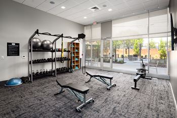 This is a photo of the exercise room in the survival condo